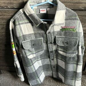 Boys Ninja Turtles plaid button down shirt